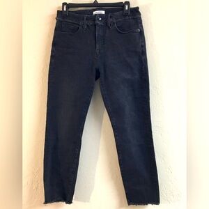 Good American Jeans 4/27 Black Raw Hemline Casual Stretch Denim